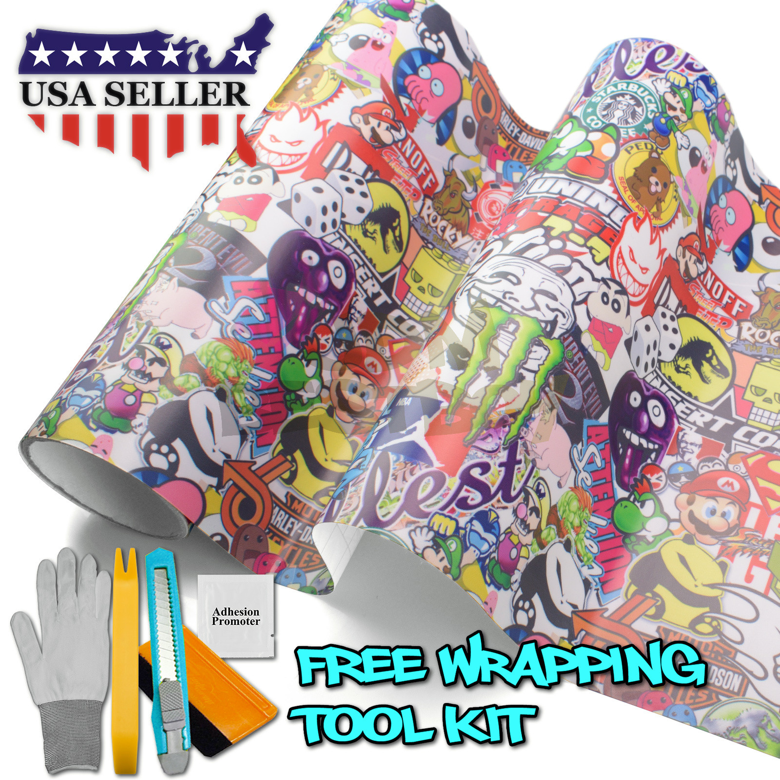 Premium Sticker Bomb Vinyl Wrap Decal Film Graffiti Cartoon JDM USDM DIY #ST