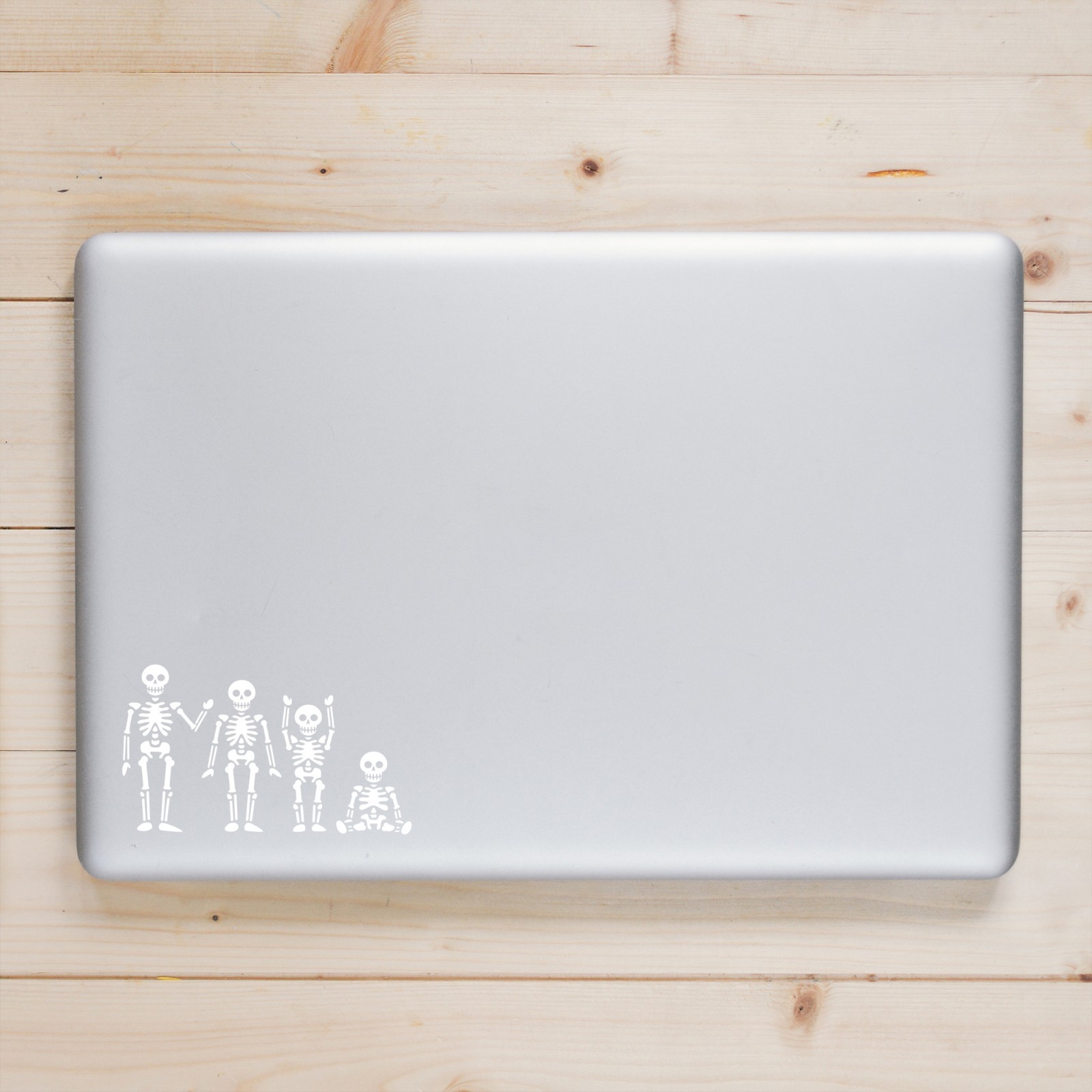 Skeleton Family Adults and Kids – Halloween Vinyl Decal Sticker |7″ Wide | White