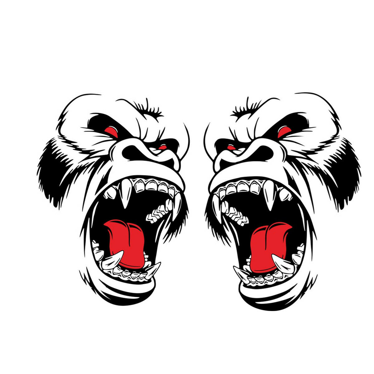 Car Truck Window Hood Stickers Left+Right Side Door Decor Horror Ape Totem 2Pcs
