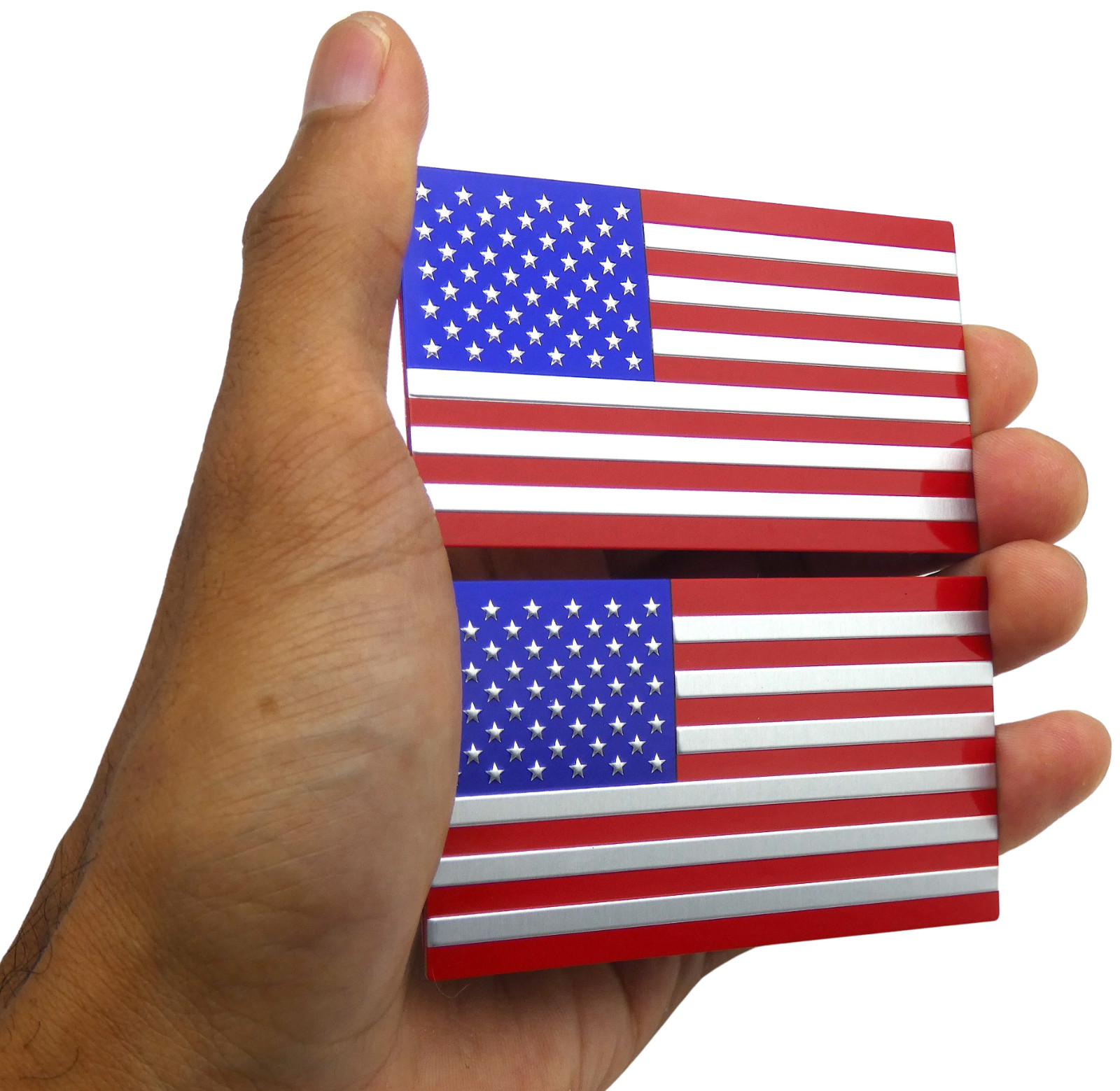 2x ALUMINUM American Flag Decal Sticker Car, Motorcycle, Patriotic Color