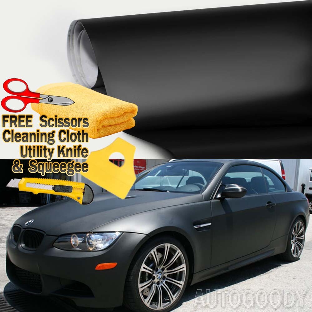 240″ x 60″ Matte Flat Black Vinyl Film Wrap Bubble Free Air Release 20ft x 5ft