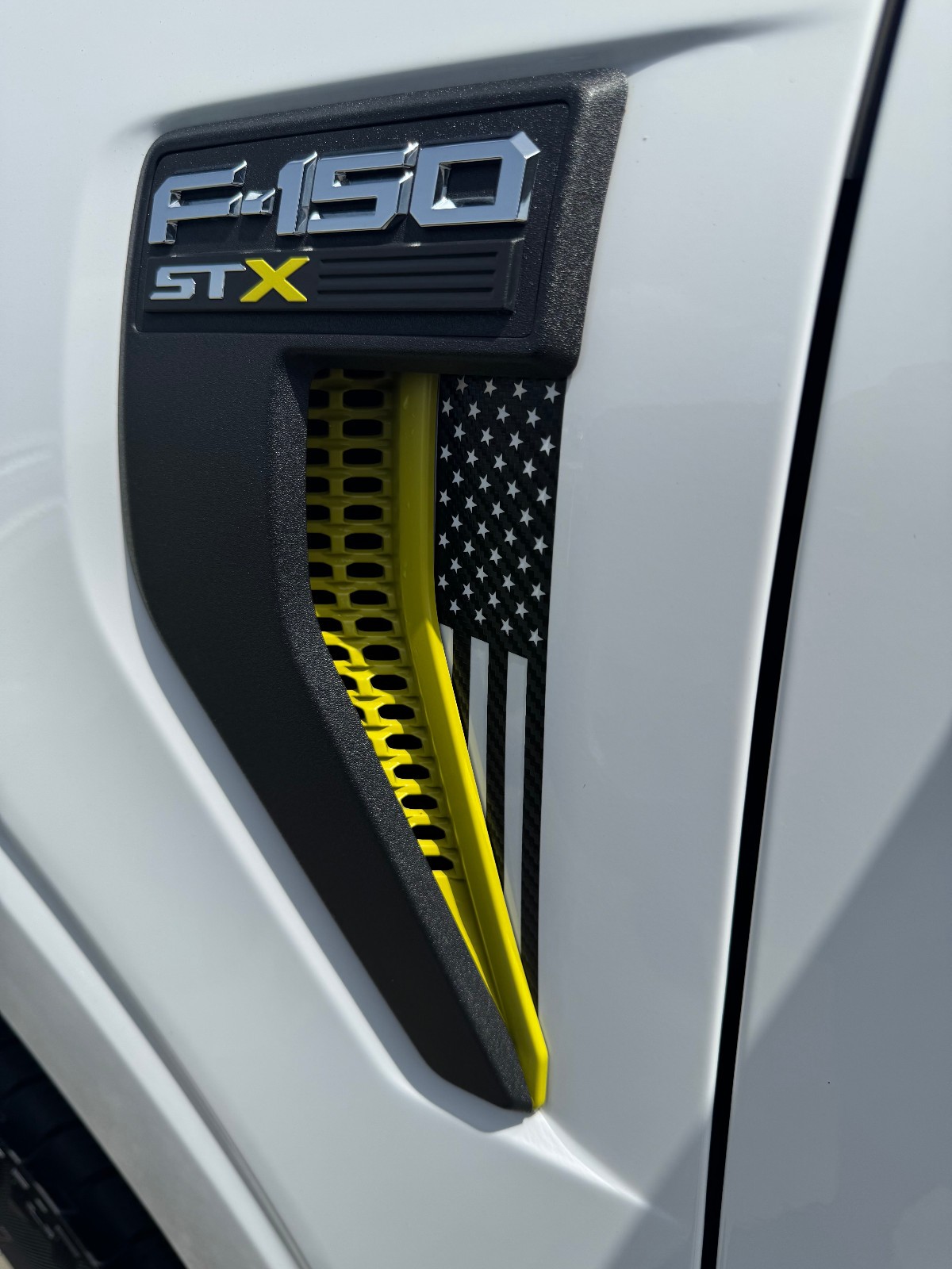 Carbon Fiber Fender Grille US Flag Vinyl Decals for Ford F-150 2021-2025