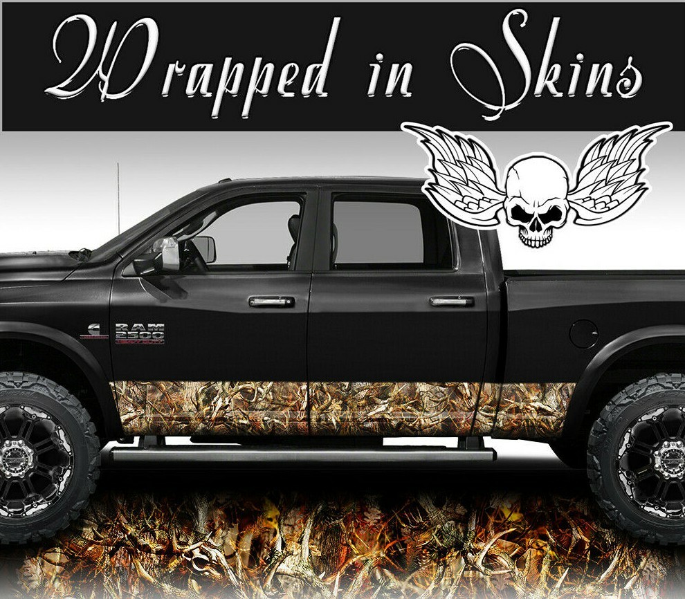 Buck Skull Blaze Camo MATTE Rocker Wrap Truck Wrap Camouflage #08 26′ – 6 Panels