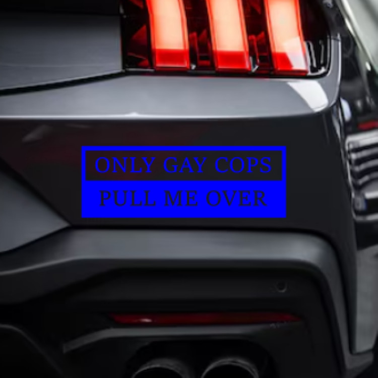 Decal for Cars and Trucks. “ONLY GAY COPS PULL ME OVER” 4×12″. funny decal