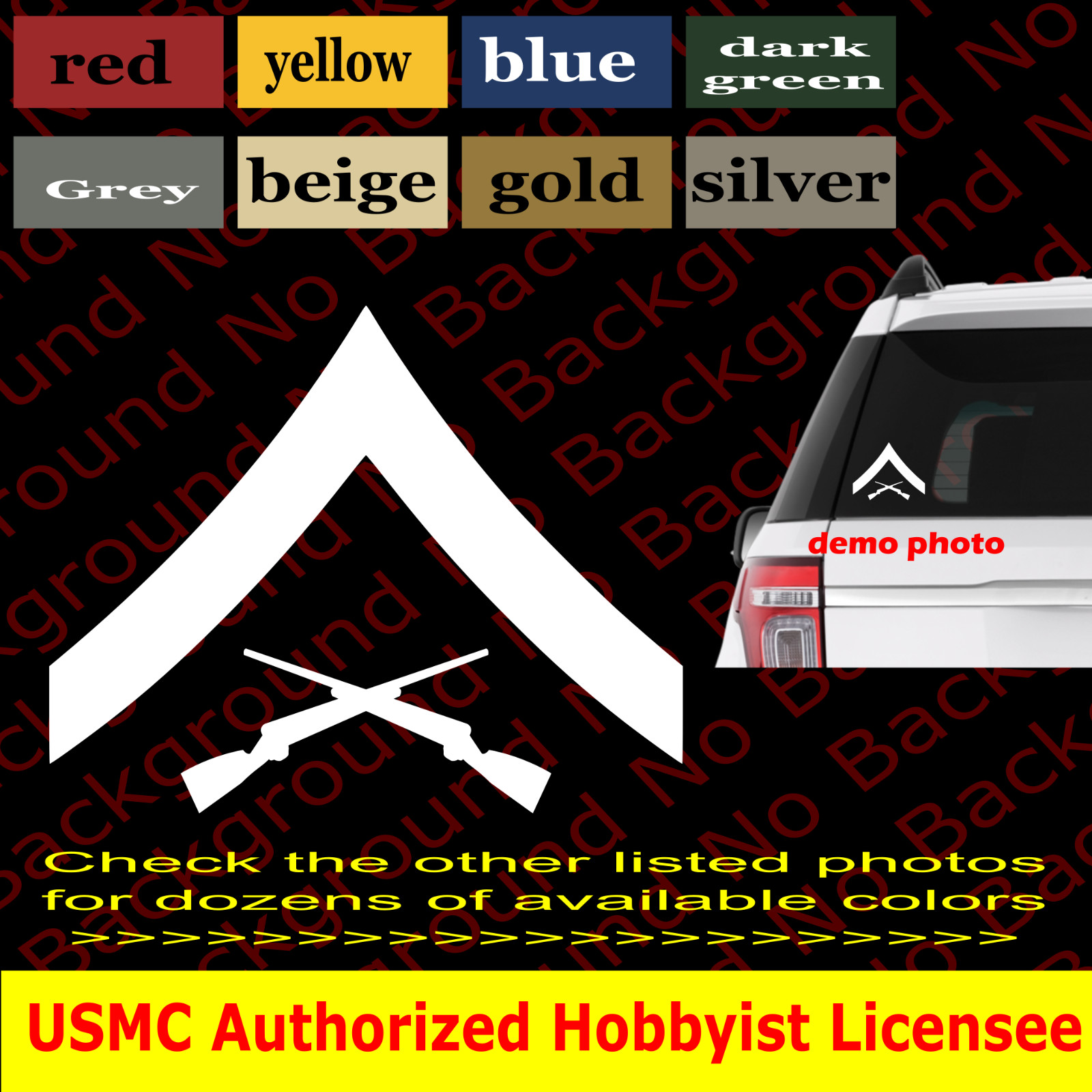 USMC Marines E3 Rank Lance Corporal Vinyl Die Cut Decal for Veteran AY098A
