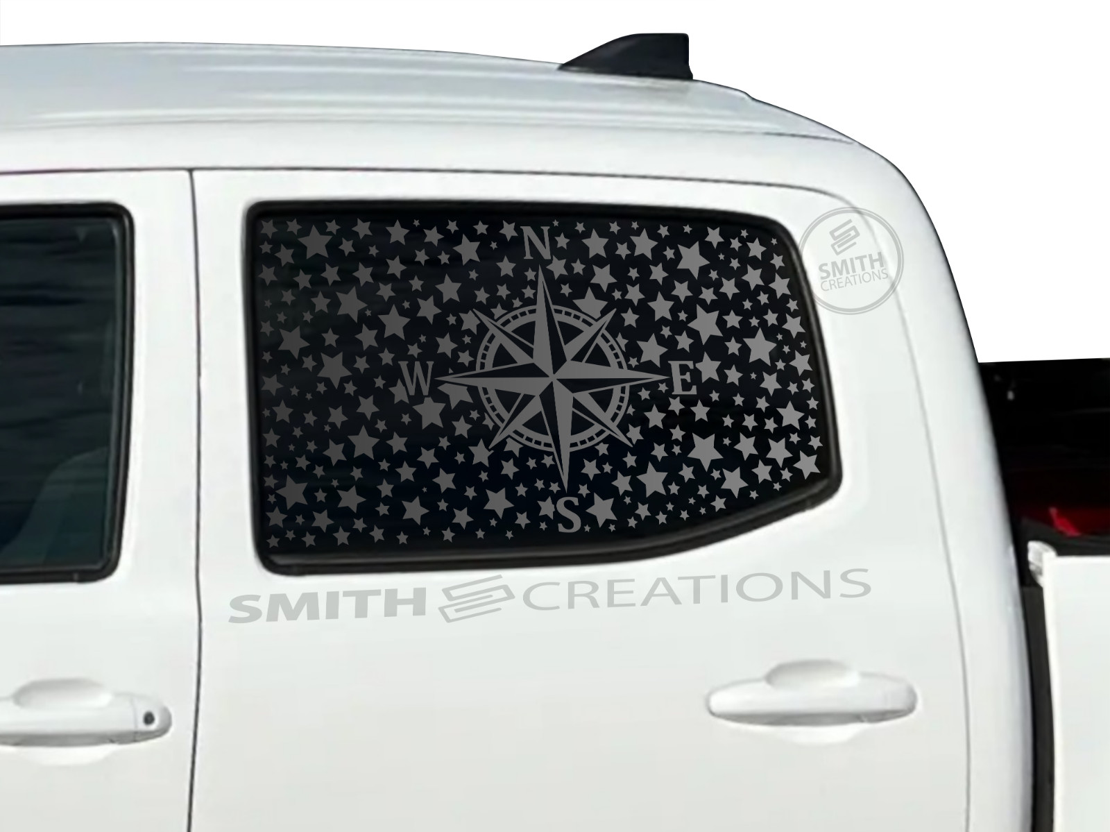 Fits 2016-23 Toyota Tacoma Stars with Compass Vinyl Window Decal