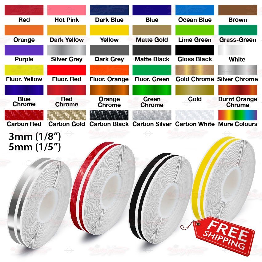 15mm 9/16″ Roll PIN STRIPE Car Striping Trim Twin Lines TAPE Decal Vinyl Sticker