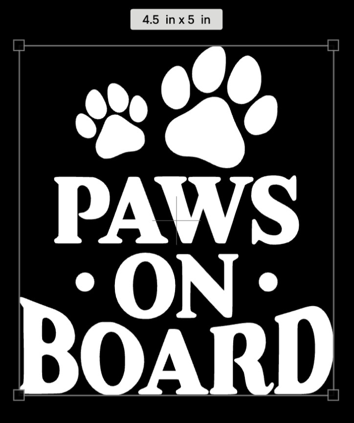 Paws On Board Sticker Decal 4.5″ x 5” White