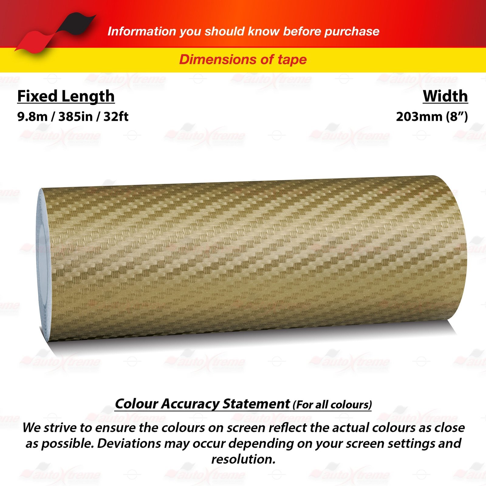 8″ 203mm PinStriping Stripe Styling Decal Vinyl Sticker CARBON FIBER DARK GOLD