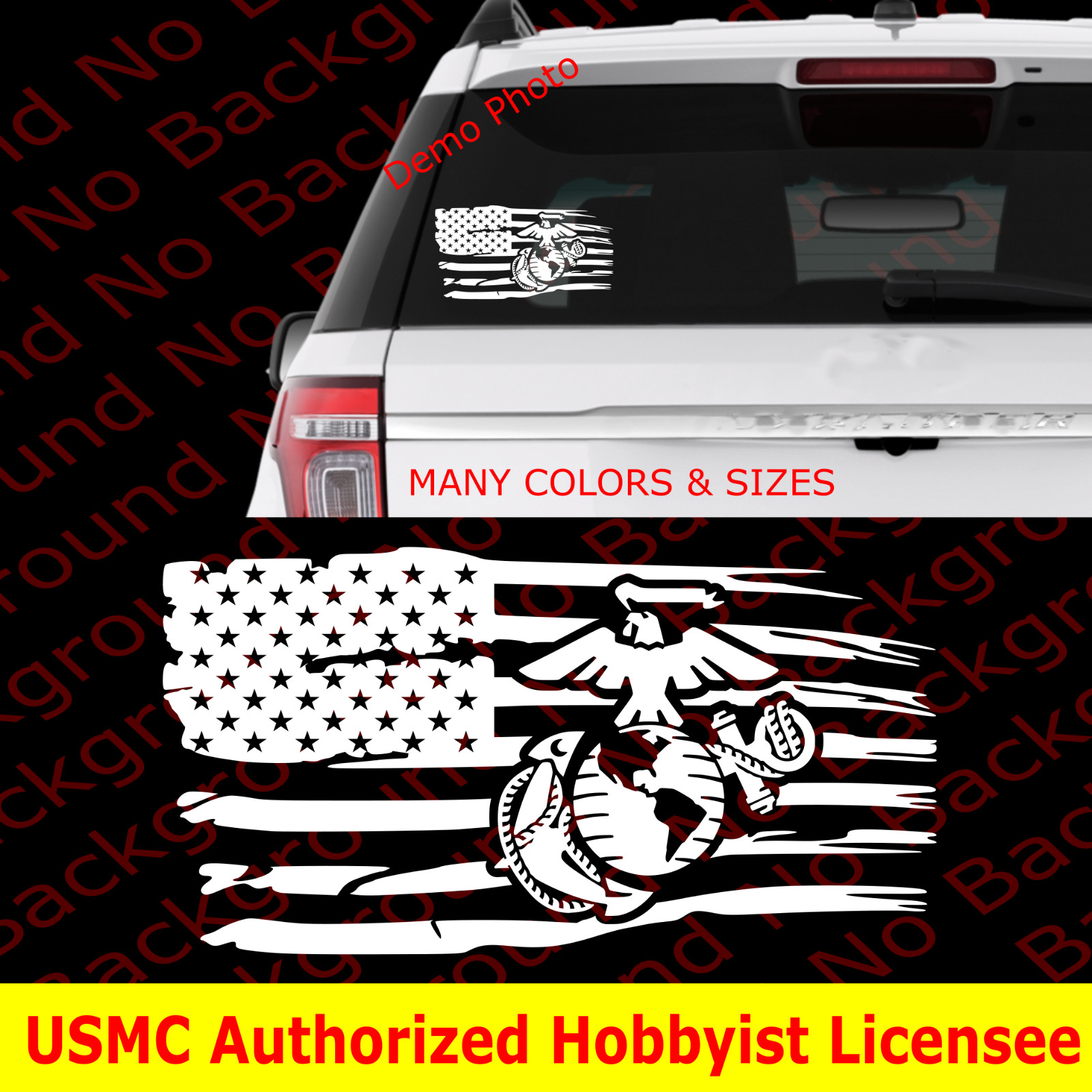 USMC EGA Distressed Flag Vinyl Decal Marines for Veteran Retired Semper Fi AY056