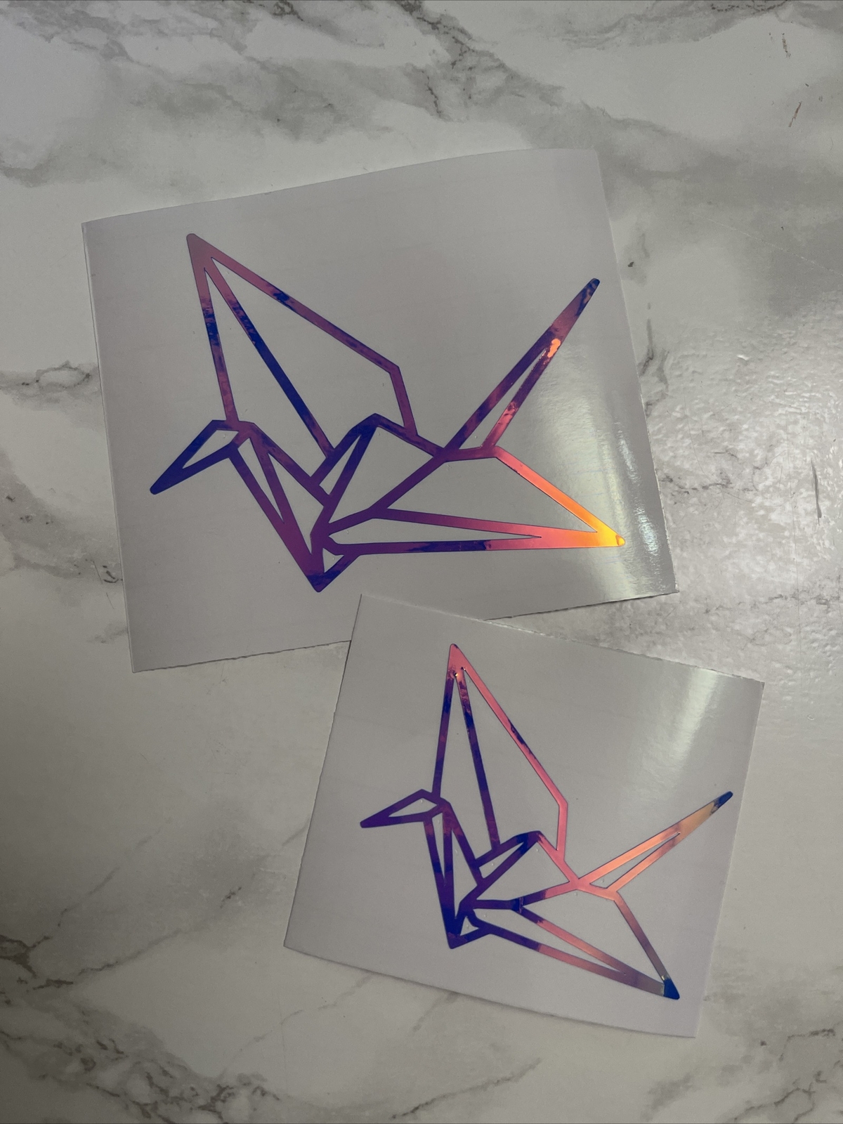 ONE Origami Paper Crane Outline Car Wall Vinyl Window Decal Sticker, Iridescent