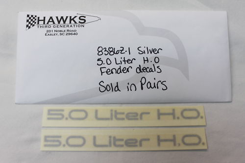 1983-1986 Chevrolet Camaro 5.0 Liter H.O. Fenders Rocker Decals Pair Silver