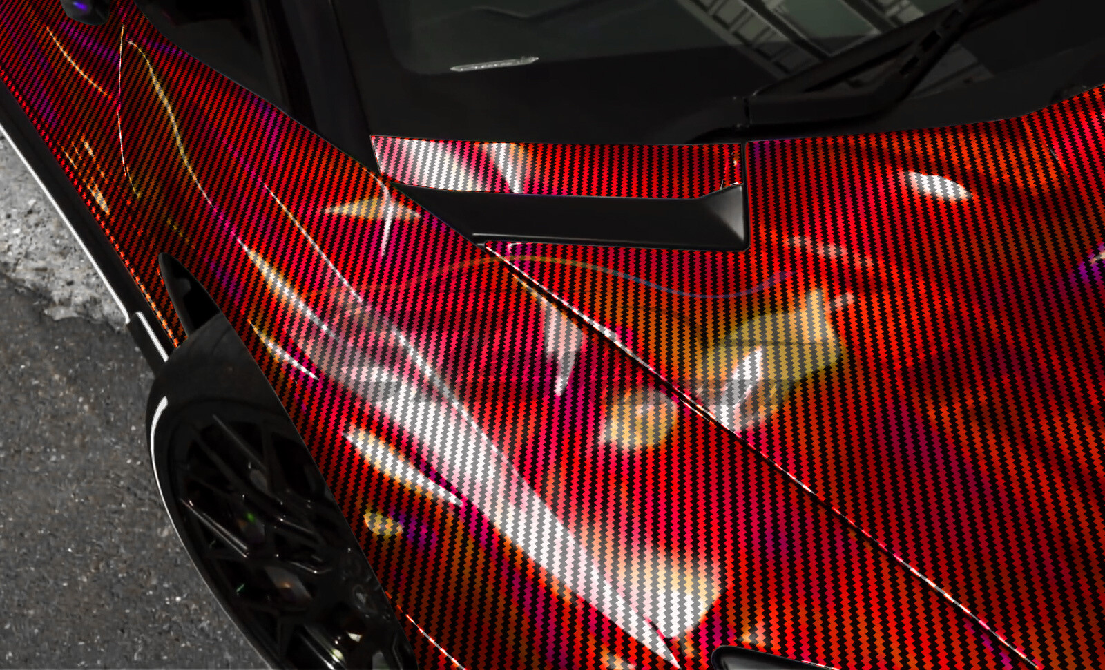 Holographic Carbon Fiber Red Laser Chrome Car Vinyl Wrap Sheet Decal Sticker
