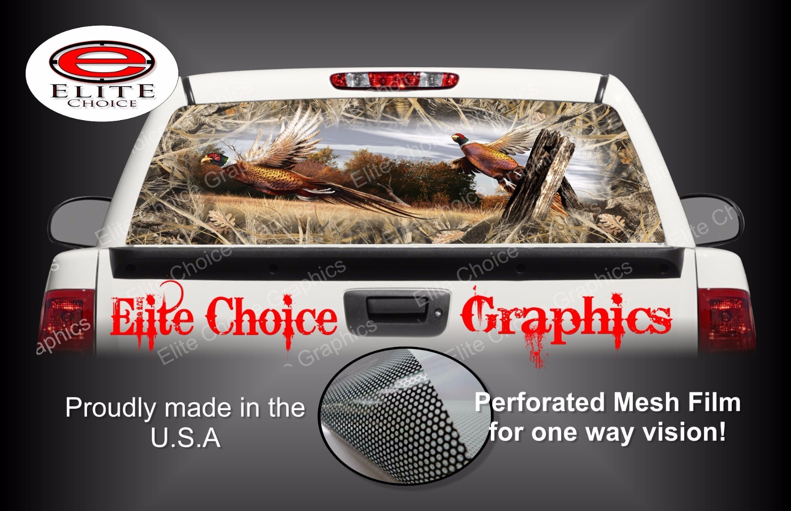 Ringneck Pheasant Tallgrass Duck Camo Rear Window Graphic Decal Truck Van Car