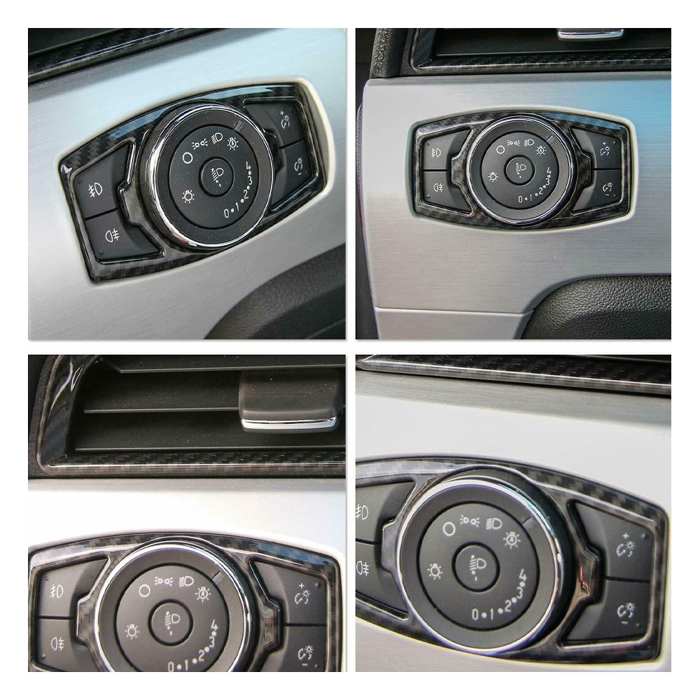 1/2set Switch Trim Headlight Decor for Cover Ford F150/Mustang 2015-2019 Carbon