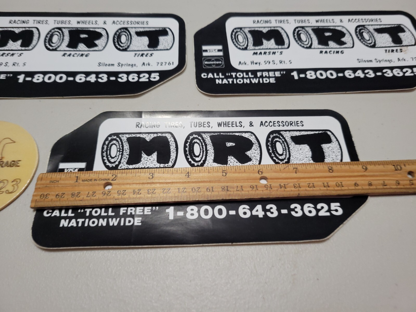 3x Vintage 9″ x 4.25″ Marsh’s Racing Tires Sticker Decal Racing Car Drag Racecar
