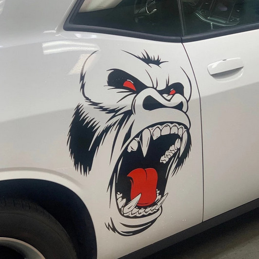 Horror Ape Totem Graphics Sticker Car Door Right Side Vinyl Decal Self Adhesive