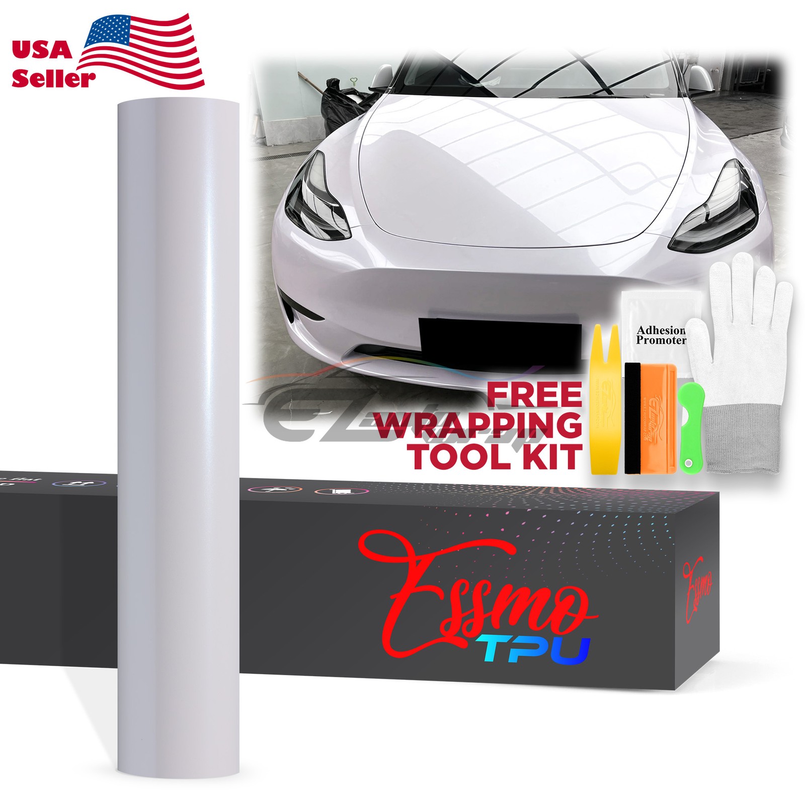 Gloss Metallic Pearl White PPF TPU Paint Protection Film Dry Wet Auto Vinyl Wrap