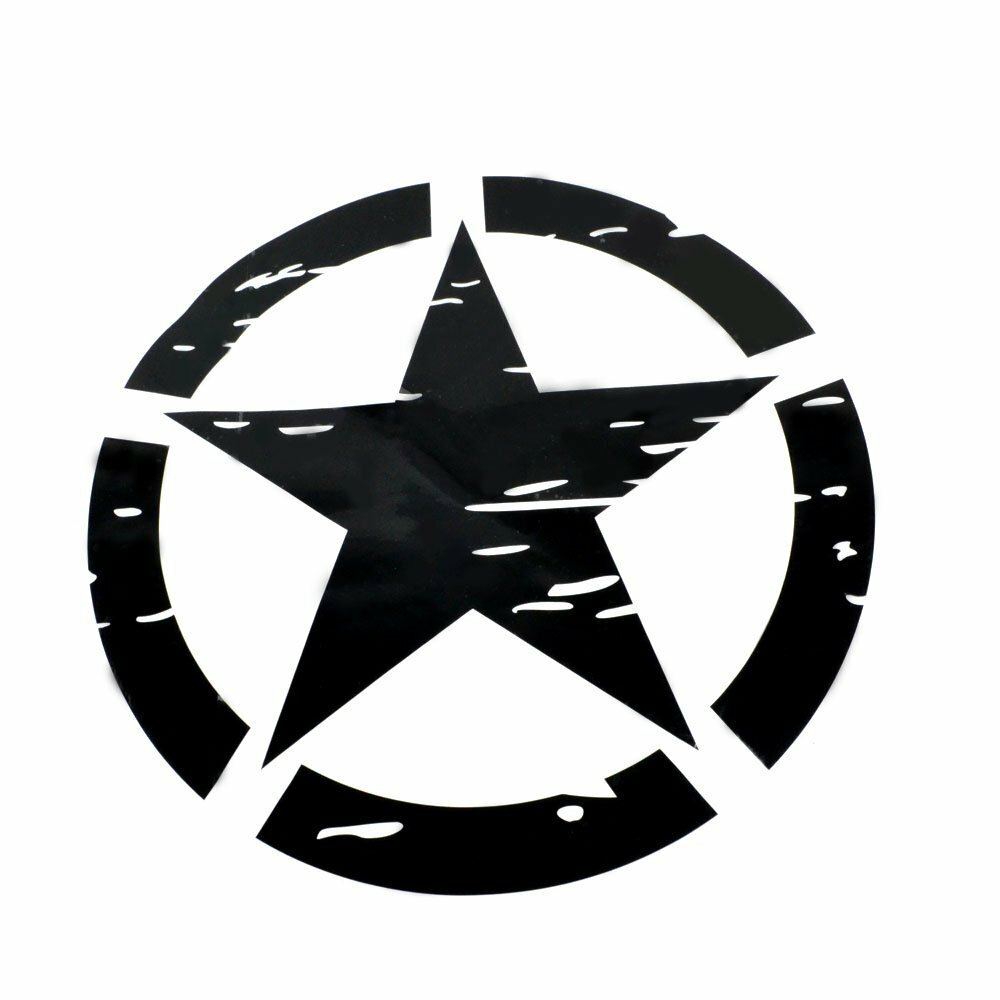 2Pcs Army Style Black Five Star Doors Decal Sticker Kit for All Jeep Wrangler