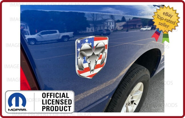2x Dodge RAM Head Shield Logo Truck Decals Stickers American Flag USA FD1A0