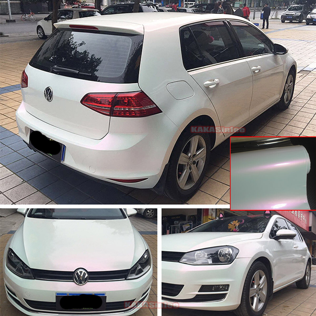 50FT Flat White / Pink Red Pearl Chameleon Chrome Vinyl Wrap Car Sticker HDUS