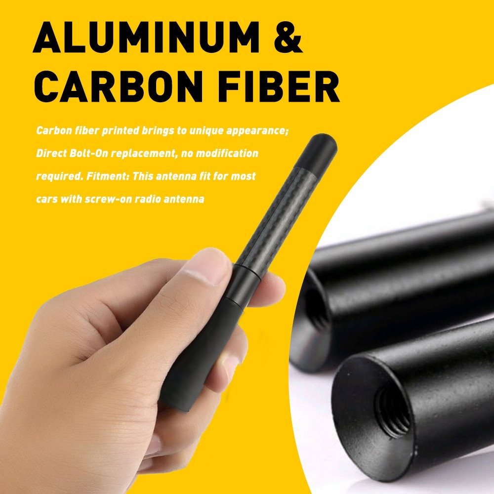 1/2Set Universal Car Bee-Sting Stubby Black Carbon Fibre Aerial For Ariel Arial