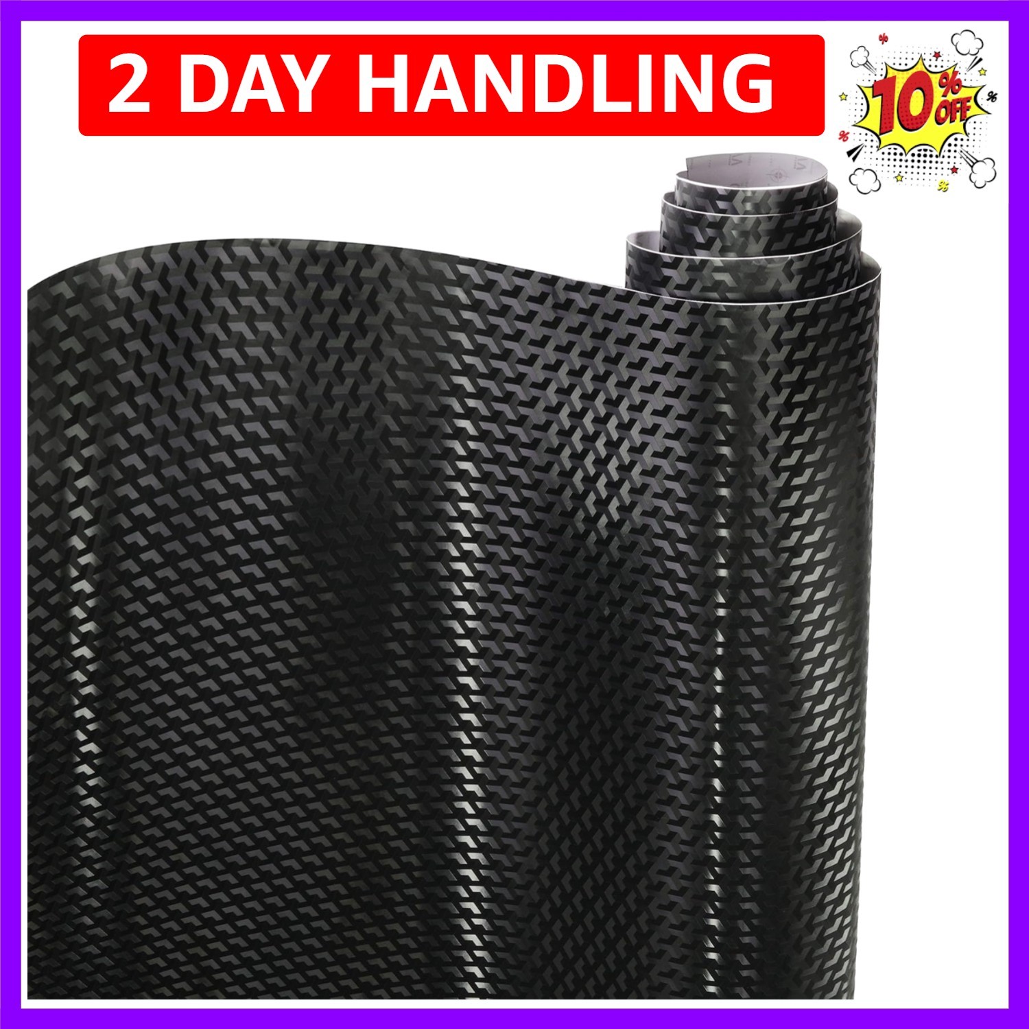 Designer Triangle Black Carbon Fiber Vinyl Wrap 3ft x 5ft with Air Release