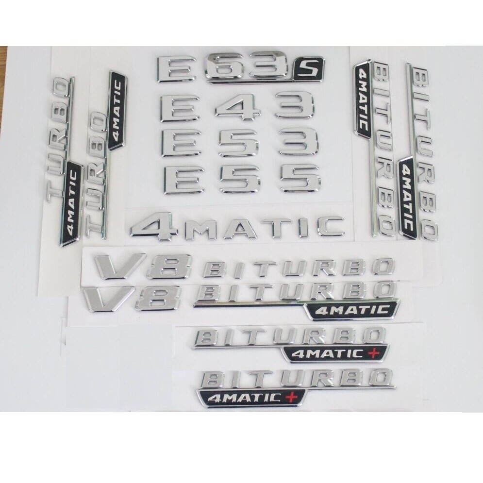 Chrome/Trunk Fender Emblem E43 E53 E55 E63 E63s V8 BITURBO for Mercedes Benz AMG