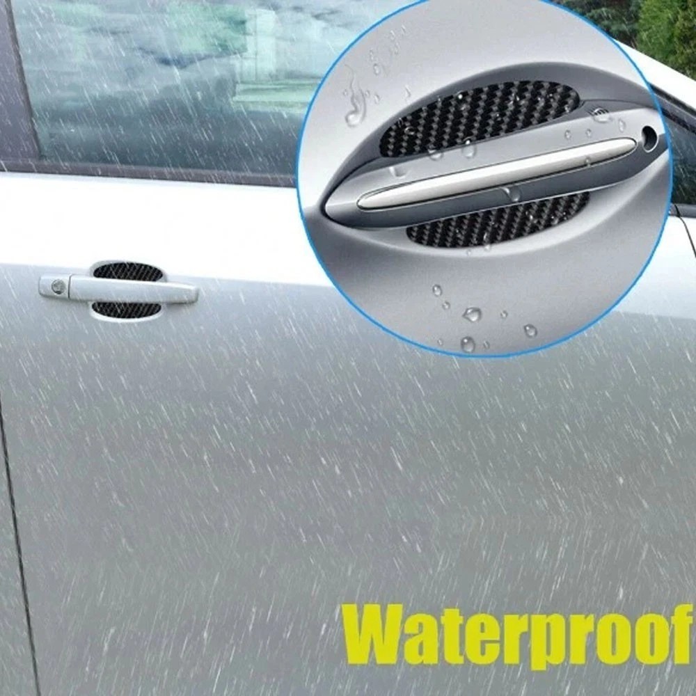 4PCS Carbon Fiber Car Door Handle Bowl Anti Scratch Protective Film Paint Guard