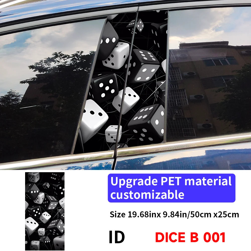 2PC Dice Car B Pillar Waterproof DIY Scratches Doors Pillar Sunscreen Decals