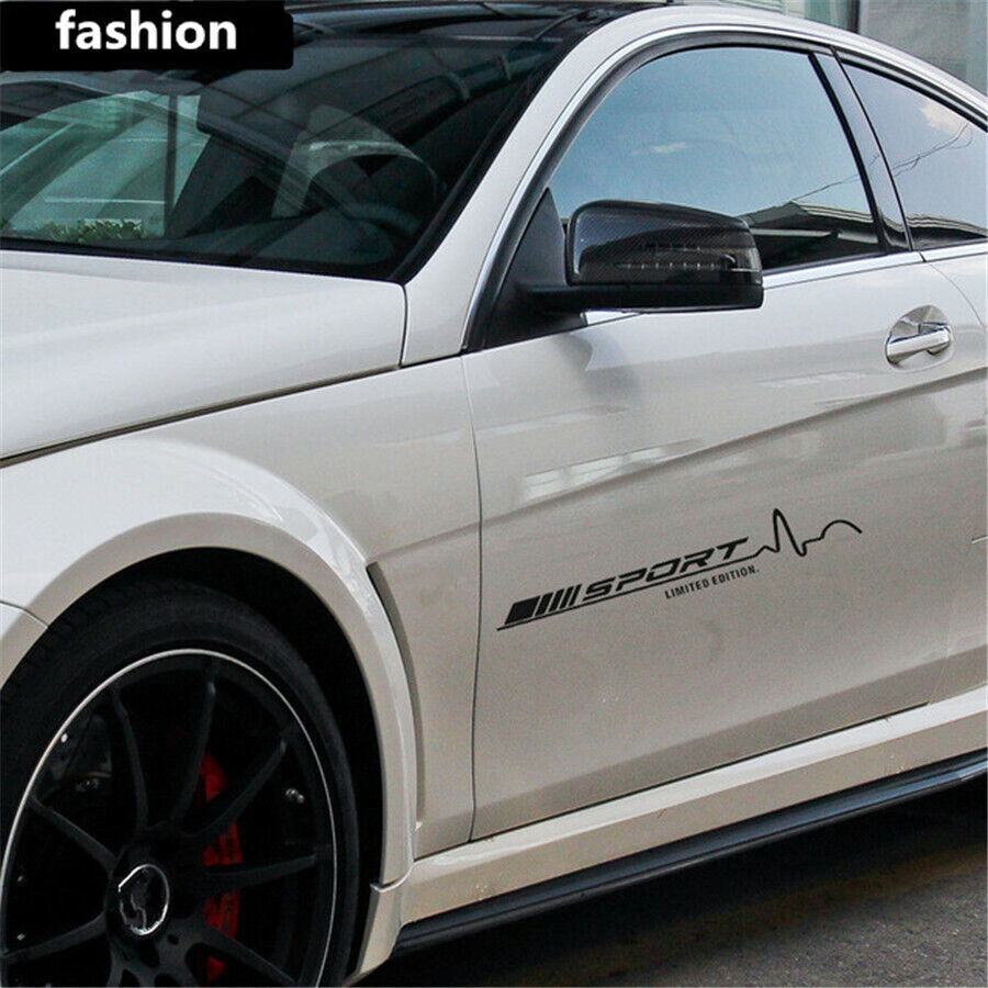 2pcs Car Truck Door Sport Black Vinyl Self-sticking Decal Sticker 78 x 11.5CM