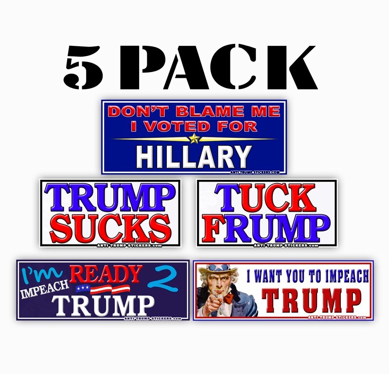 Calvin Peeing Piss Pissing On Trump President Sticker Decal anti trump 2 PACK 4″