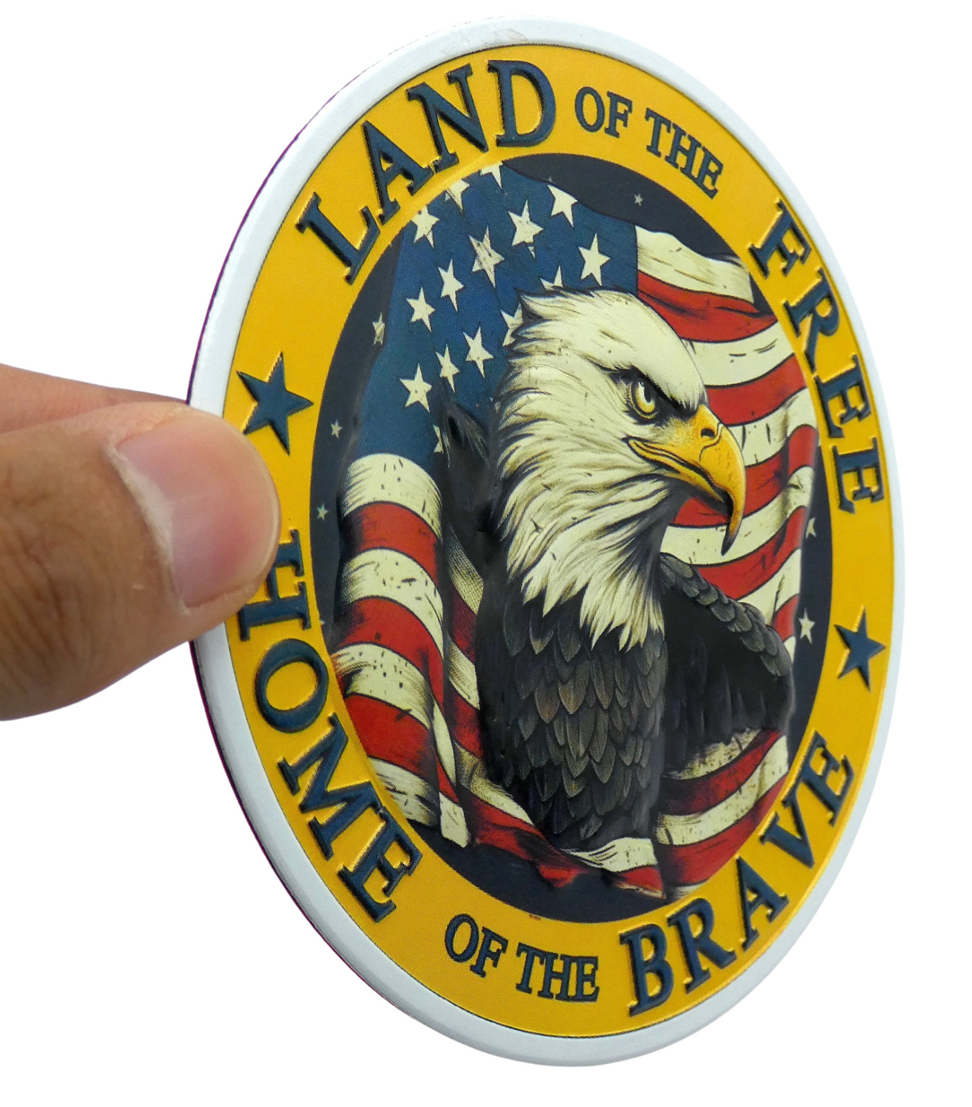 ALUMINUM Land Of The Free Decal Sticker – Patriotic, Army, Veteran 3.5″