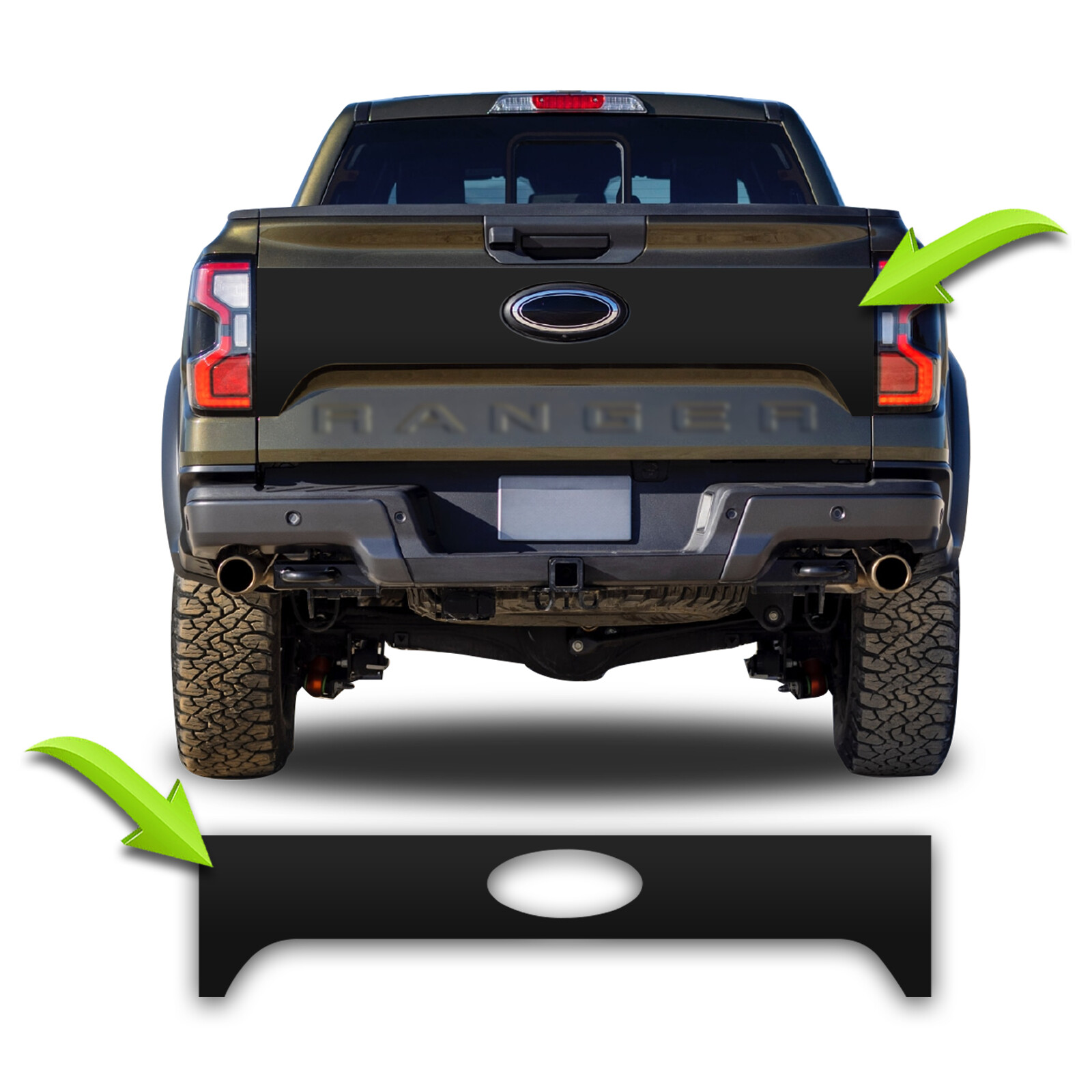 Tailgate Blackout Decal Graphics Fits 2024 and up Ford Ranger Raptor FX4 Base