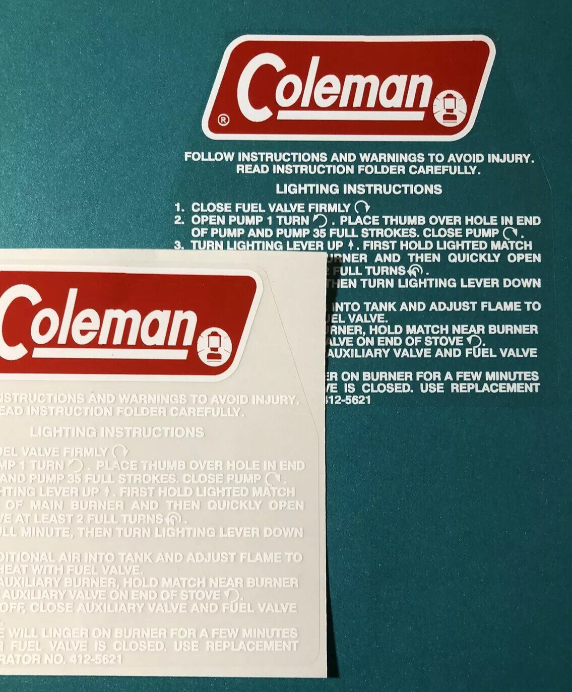 Coleman Decal For 425F Stove And Others Vinyl Easy To Install D7 lines Qty 1