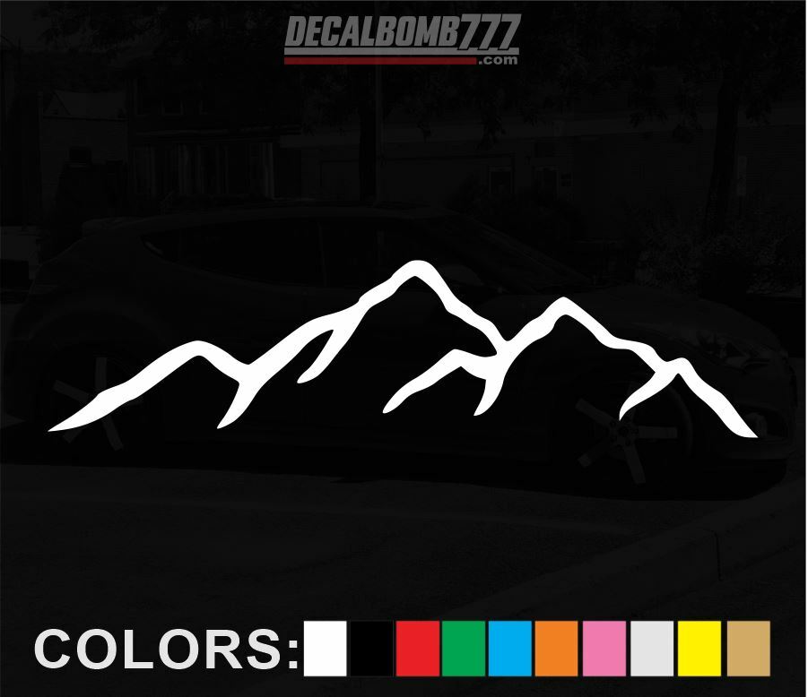 Mountain Silhouette Vinyl Decal Sticker hiking ski snowboard outdoor climb