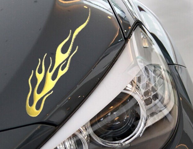 Red Car Sticker Motorcycle 3D Flame Stickers Bumper Hood Rearview Mirror Decals