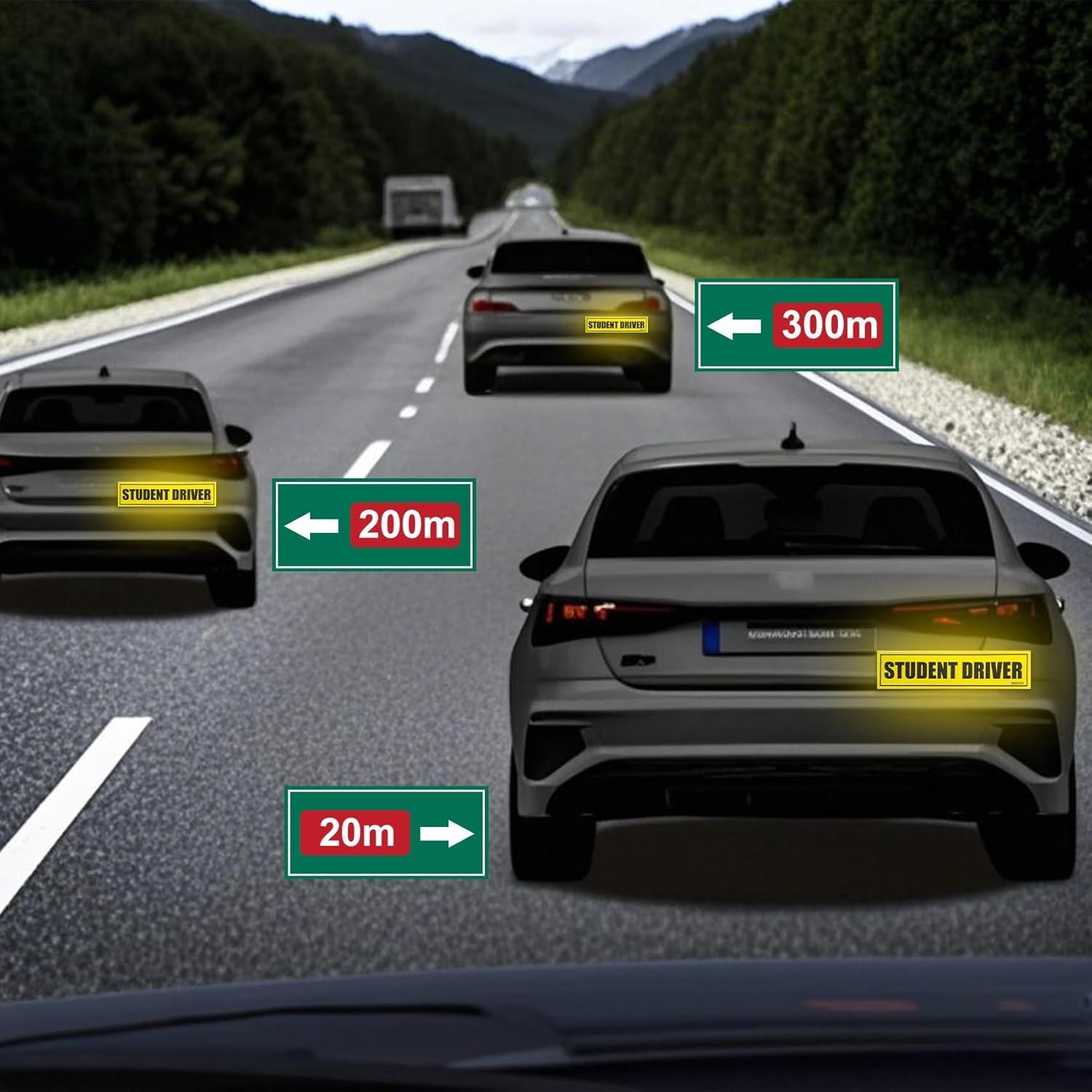 3-Piece Reflective Student Driver Magnets – Strong Adhesion for Safe Driving