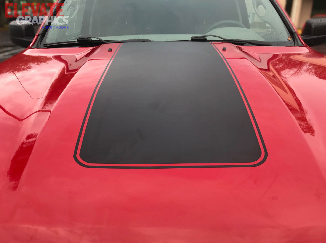 2009-2018 For Dodge Ram 1500 Decals Center Hood Stripes Vinyl Graphics Stickers