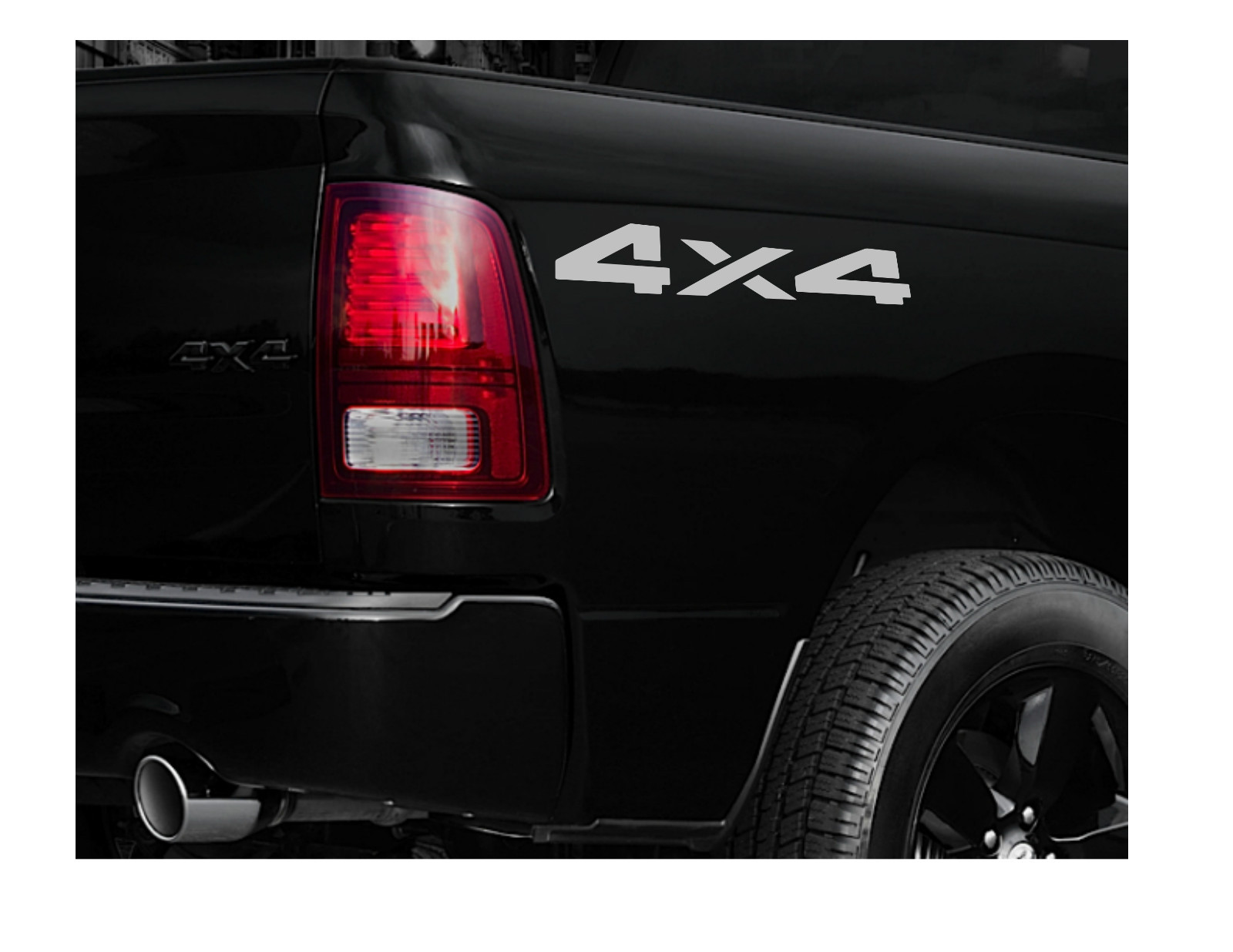 4×4 Truck Bed Decals, Silver (Set) for Dodge Ram or Dakota