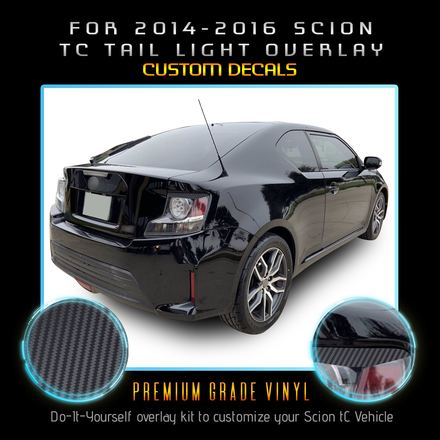 For 2014 2015 2016 Scion tC Tail Light Eyelid Eyebrow Decal – Carbon Fiber Vinyl