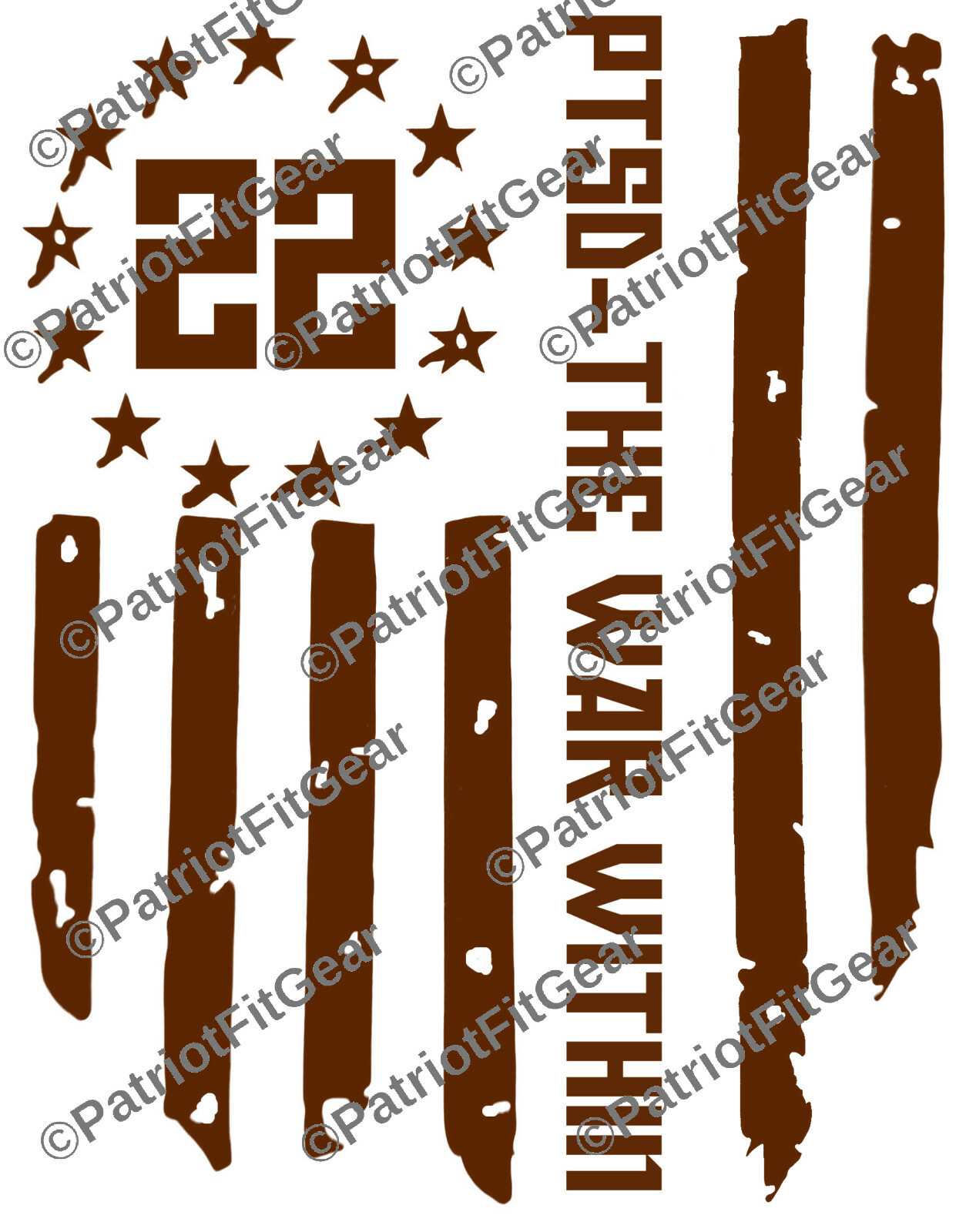 Veteran 22 Flag,PTSD The War Within,9×12,22 A Day,Support Our Troops,Vinyl Decal