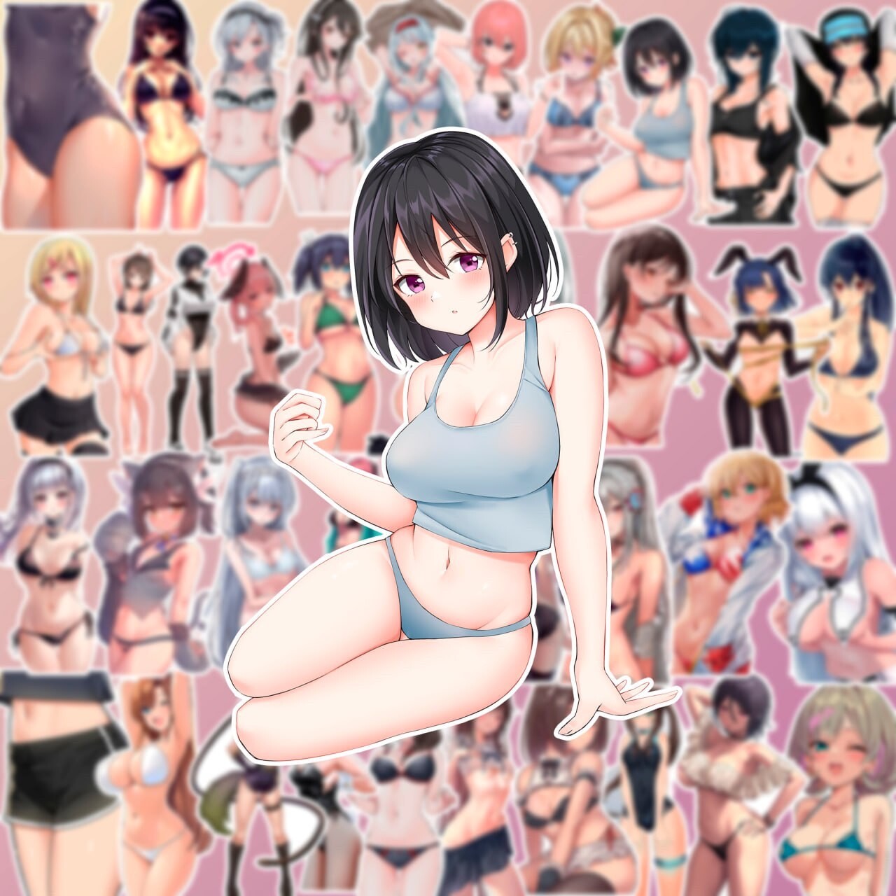 50 Pcs Lewd Anime Sticker Pack Adult sticker Lewd Nsfw Waifu Ecchi Lewd Hot Lot
