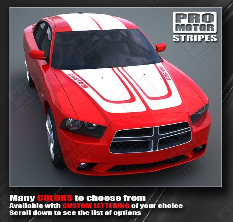 Dodge Charger Hood and Double Top Racing Stripes Decals 2011 2012 2013 2014