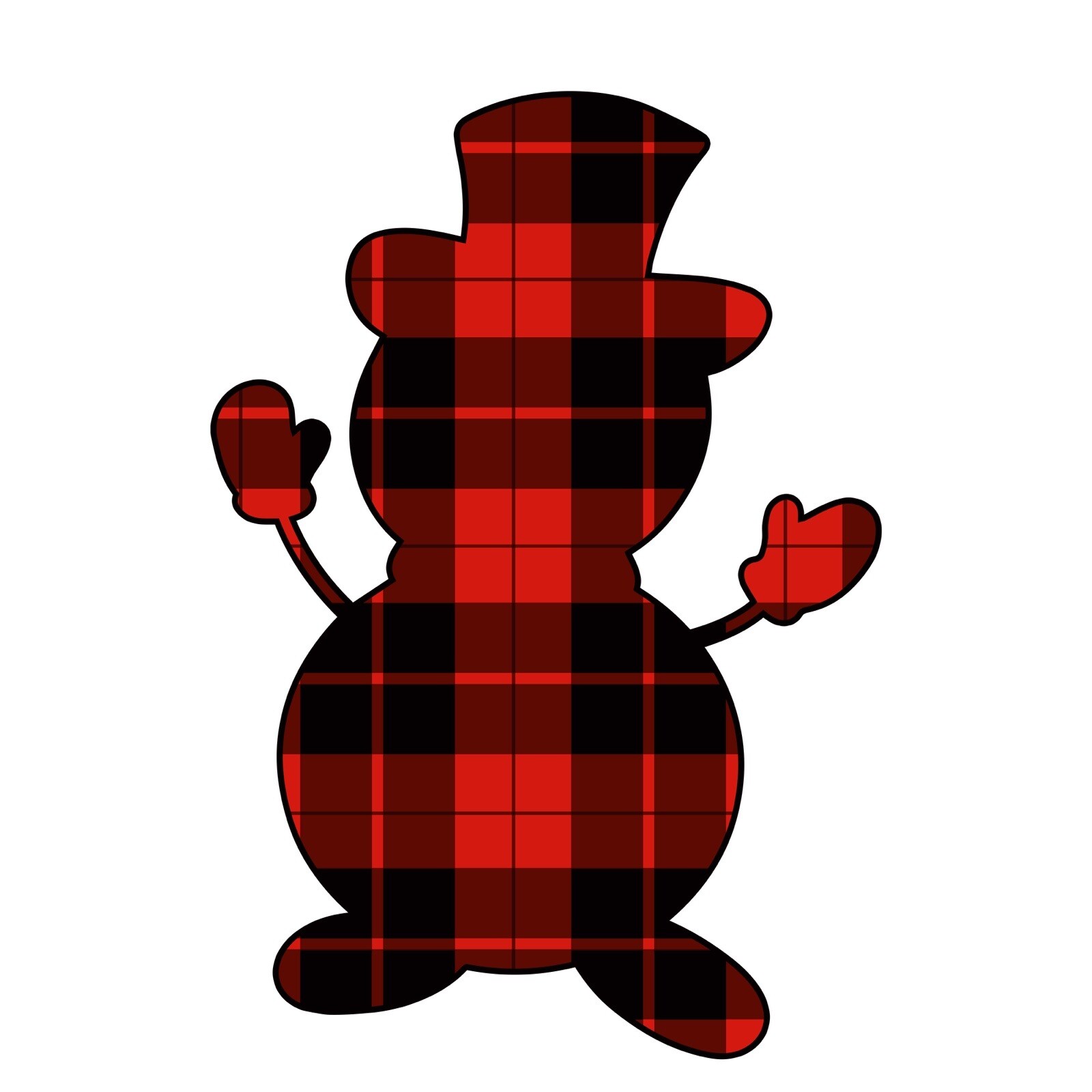 4” Buffalo Plaid Sticker Snowman Red Black Holiday Christmas Decor Winter