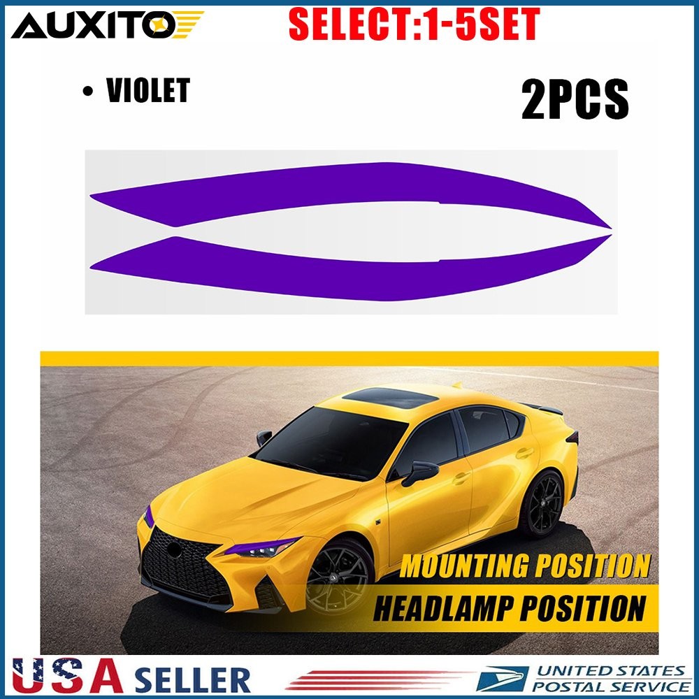 For Lexus IS 2021-2025 Purple Smoked Headlight DRL Tint Overlay Vinyl 2-10X