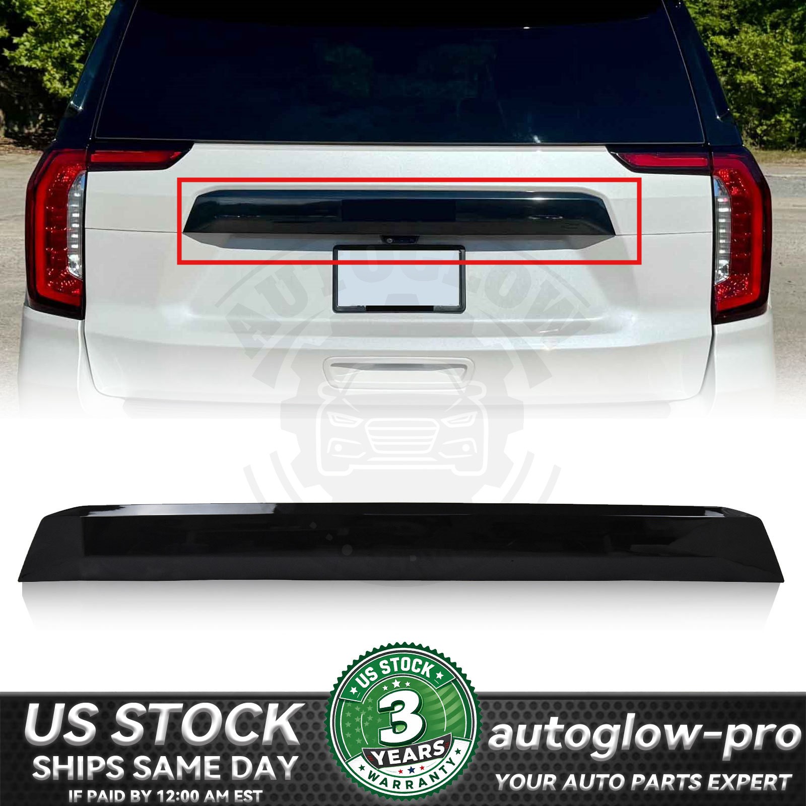 For 2021 2022 2023 2024 GMC Yukon Rear Closure Center Panel Applique Gloss Black