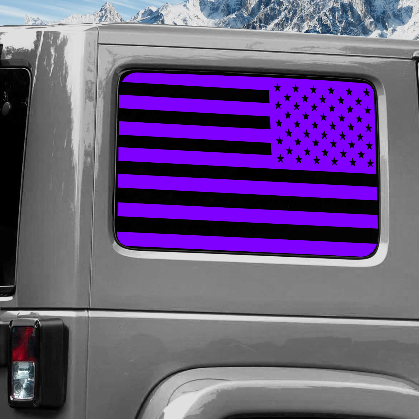 Rear Window Wrap Graphic Decal for Jeep Wrangler 2011-2020 USA FLAG PURPLE