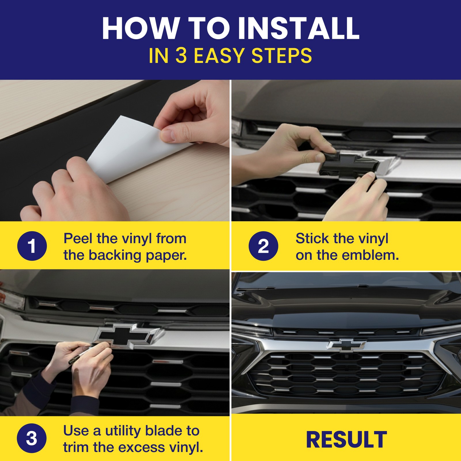 Chevy Trailblazer Blackout Grille Gate Bowtie Overlay Decals 2021-2027 Set of 2
