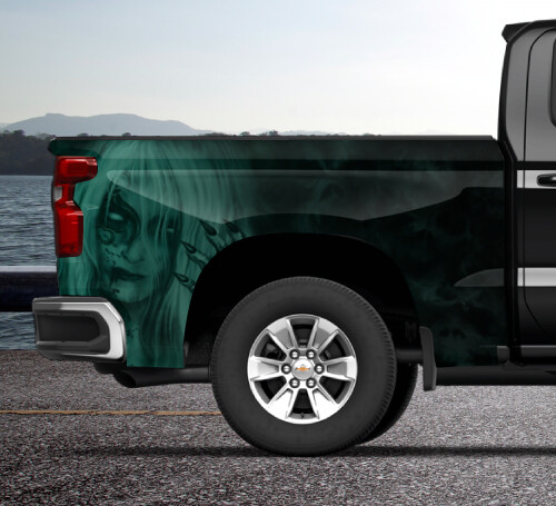 Mist Sexy Woman Teal Truck Wrap Vinyl Bed Side Graphic Decal Tailgate DS PS US